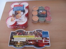 2 Glashalter für Teelicht o. Maxilicht + 18 Duftteelichte + 12 Maxiduftlichte