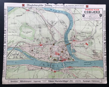 Pharus-Plan Coblenz, Koblenz, großes Doppelblatt 55 x 43 cm, 1:10000, um 1915