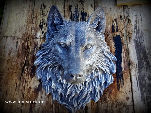 Steinfigur wolf groß 40x34 - groß,