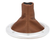 SCHALTMANSCHETTE FUR AUDI TT 8N MK1 1998-2006 SCHALTSACK LEDER BASEBALL BRAUN