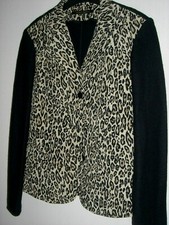 chice edle Traumjacke Janker Fleece-Jacke dunkelblau mit Leo-Print  Gr. M  Gr.38