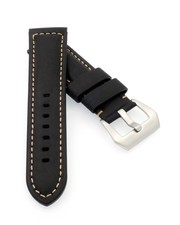 Rindleder Vintage Uhrenband mit Tubes Modell Gusto schwarz 20 mm komp. Panerai