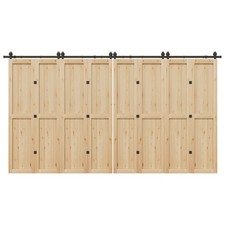 Schiebetürbeschlag-Set 200 cm pulverbeschichteter Stahl schwarz Schwerlast 366 cm Verbinder