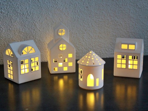Deko haus 4er set - haus, (nr.1)