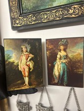 Vintage Paar Drucke im viktorianischen Stil auf Holzbrettern