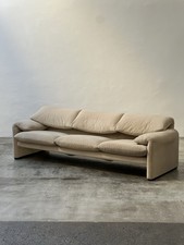 Cassina Maralunga 3 Seater Design Sofa Couch Fabric Bicolore Beige Brown Creme