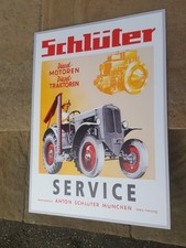 Schlüter Oldtimer Schlepper Traktor Werbeschild Reklame Kunststoff 70x50 neu !