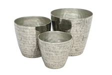 Alu Topf Übertopf Blumentopf 3er Set silber Ø14+16,5+19,5cm Pflanzgefäß Deko