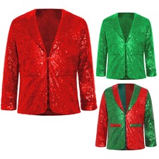 DE Jungen Weihnachten Pailletten Anzug Aussschnitt Slim Fit Smoking Sakko Jacke