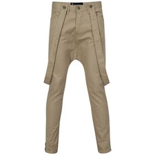 DeMina HERREN DROP CRUTCH JEANS BEIGE TRÄGERSTIL 30 BIS 36 - abnehmbare Zahnspangen