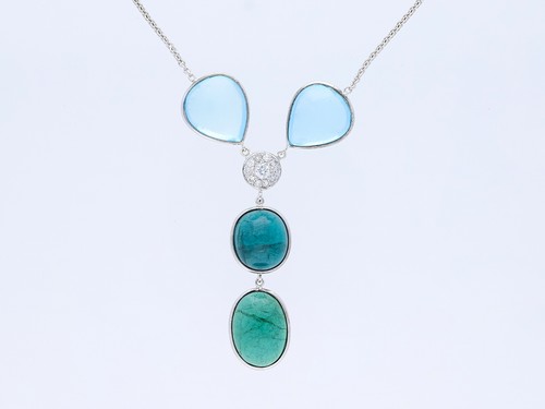 Collier diamanten aquamarin - collier,