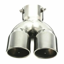 Universal Auto Doppel Auspuffblende Endrohr Rund Edelstahl Auspuff Rohr 63mm