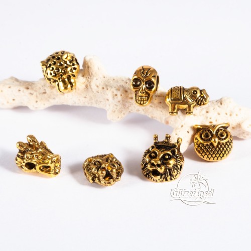 Metallperlen antik gold - 7x,