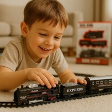 Elektrische Spielzeugeisenbahn mit Licht & Sound Zugset mit Schienen für Kinder