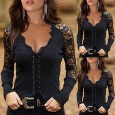 Damen Spitze Langarm Gothic