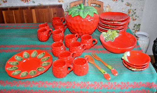 Vintage erdbeere bowle - vintage, set