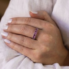 Solid 14k Weiss Gold Natürlich Rosa Saphir Edelstein Damen Verlobungsring W351