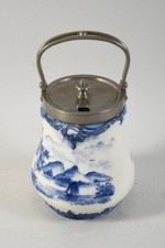 C25U98- Anton Mehlem Royal Bonn Keramik Deckelgefäß Blaumalerei Holland