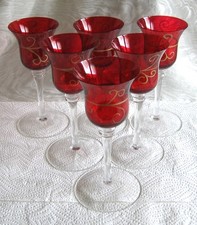 Weingläser rubin rot - 6,