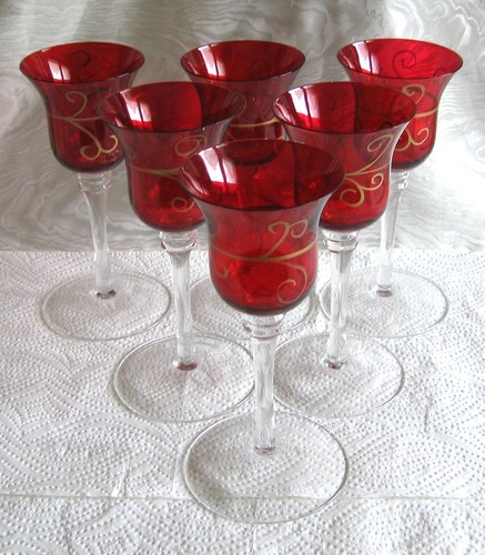 Weingläser rubin rot - 6,