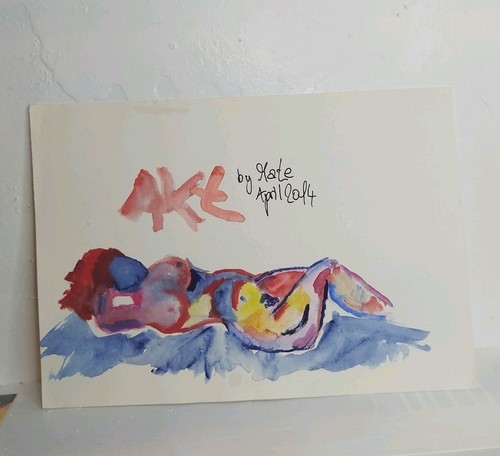 Akt frau aquarell signiert - frau,