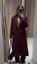 ZARA Wollmantel Wool Coat Wine Burgundy Weinrot
