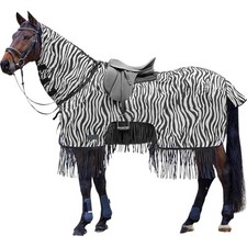 Waldhausen 165 cm Fliegenausreitdecke Zebra mit Fransen Fliegendecke
