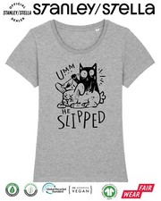 Lustiges T-Shirt ÄHM ER RUTSCHTE KATZE Häschen Damen Haustier Geschenk/Damenshirt