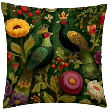 Kissen Bezug Samt 45 cm floral Vogel Dschungel Geschenk wie Pip Studio Deko