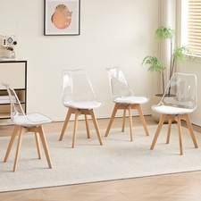 4er Set Esszimmerstühle Transparente Küchenstuhl Beine aus Buche Massiv-Holz