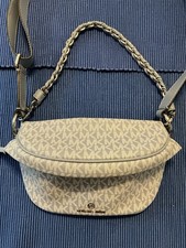 MICHAEL KORS DAMEN GÜRTELTASCHE BAUCHTASCHE HELLBLAU MK MONOGRAMM Gr. S/M
