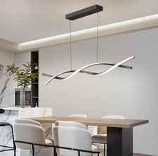 Mikeru Moderne LED-Pendelleuchte 100cm, LED Wave Hängeleuchte Esstisch
