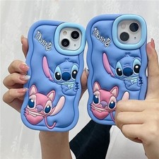 Weiche Lilo Stitch 3D Wave Silikon Handyhülle für iPhone 15 14 13 12 Abdeckung