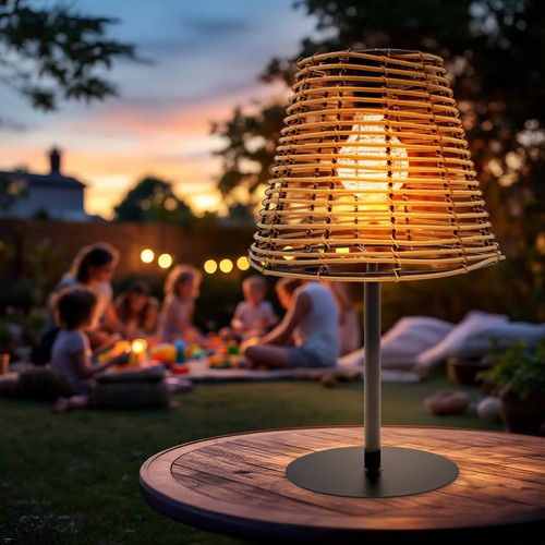 Solar tisch leuchte rattan - solar,