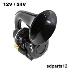 Lufthorn Schneckentrompete Schwarz 120 dB 12V 24V Integriertes Magnetventil