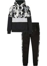 2-tlg Jogginganzug mit recyceltem Polyester Gr 44/46 (S) Schwarz Sport-Anzug Neu