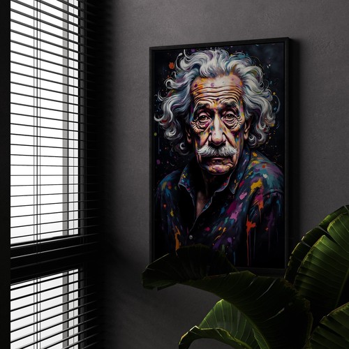 Wandbild bunt albert einstein - bunt,