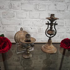 2 Schiffs Wand-Kerzenhalter Messing maritim antik Nautik Boot Leuchter WeeNTAGE