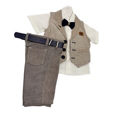 Baby Jungen Anzug-Set Weste & Fliege, Natur, Dunkelbau, Neu Gr. 86, 92, 98, 104