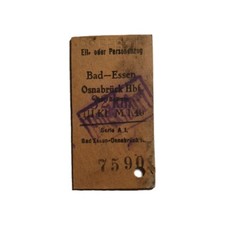 Bad Essen - Osnabrück, 1925, Wittlager Kreisbahn, Fahrkarte, Dt.Reich, 3.Kl.