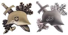 Wehrmacht Stahlhelm, Schwert, Eichenlaub & Ritterkreuz - 2 Pins in Gold & Silber