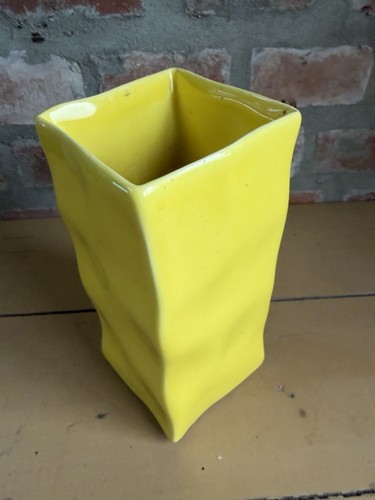 Gelbe keramik vase 22cm eckig - gelbe,