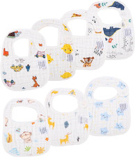 Baby Lätzchen,7Er Babylätzchen Aus Baumwolle,Unisex-Babylätzchen Mit Druckknopf,