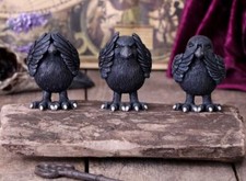 3 Raben Rabe Krähe Krähen Figuren im Set Gothic Deko 8,7 cm