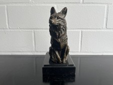 Bronze Skulptur Fuchs Art Deco auf Marmor Sockel signiert Figur 21cm 3kg