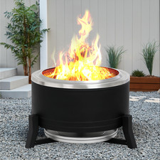 Feuerstelle 57 cm raucharm Inkl. Schutzhaube und Grillrost, doppelwandig, Robust