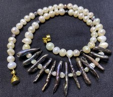 Halskette, Damen, Echte Perle, Barock, Handgemachte