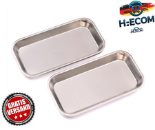 2x Edelstahl Tablett – Quadratisch für Küche, Tattoo, Dental & Medizinbedarf