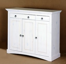 3 trg Kommode aus Kiefernholz weiß lackiert Schrank Sideboard