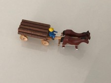 Gespannfahrzeug Miniatur Gespann mit Baumstämmen, 2er Gespann 10 cm 